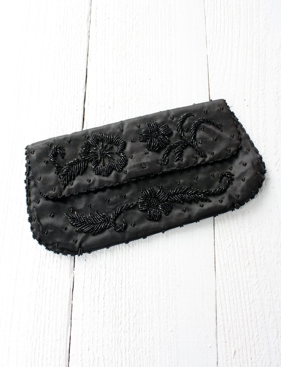 Vintage Black Beaded Clutch - image 5