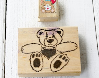 Vintage Teddy Bear Rubber Stamps- Set of Two