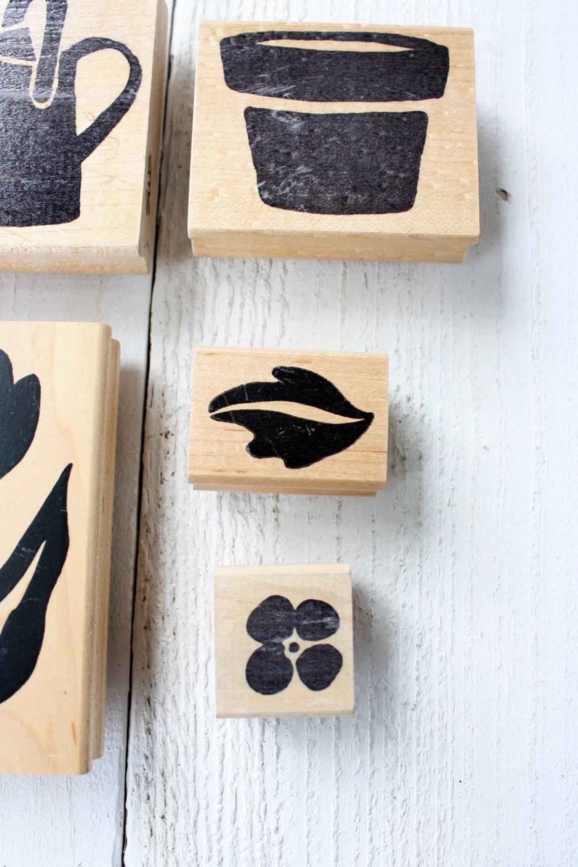 Vintage Flower & Gardening Rubber Stamp Set of Five Etsy