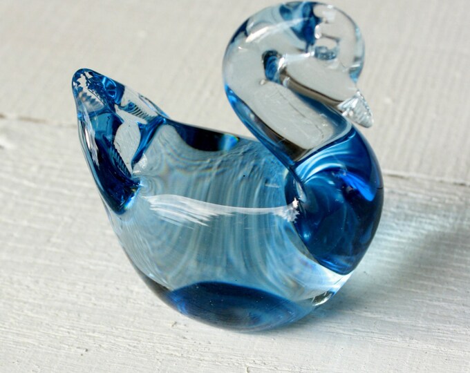 Vintage Blue Glass Swan