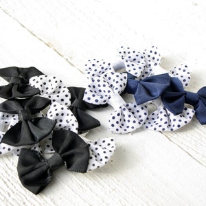 Black & Navy Fabric Bow- Variety Set of Fourteen