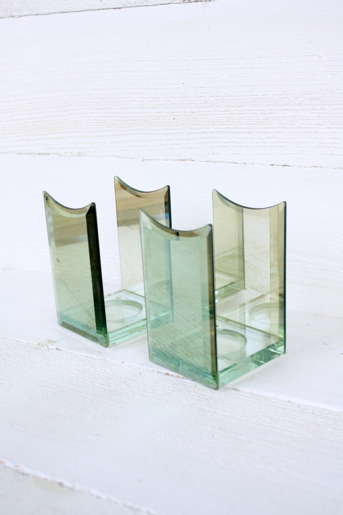 Vintage Pale Green Glass Partylite Candle Holders Set of Two Etsy