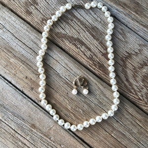 Vintage Faux Pearl Earring and Necklace Set