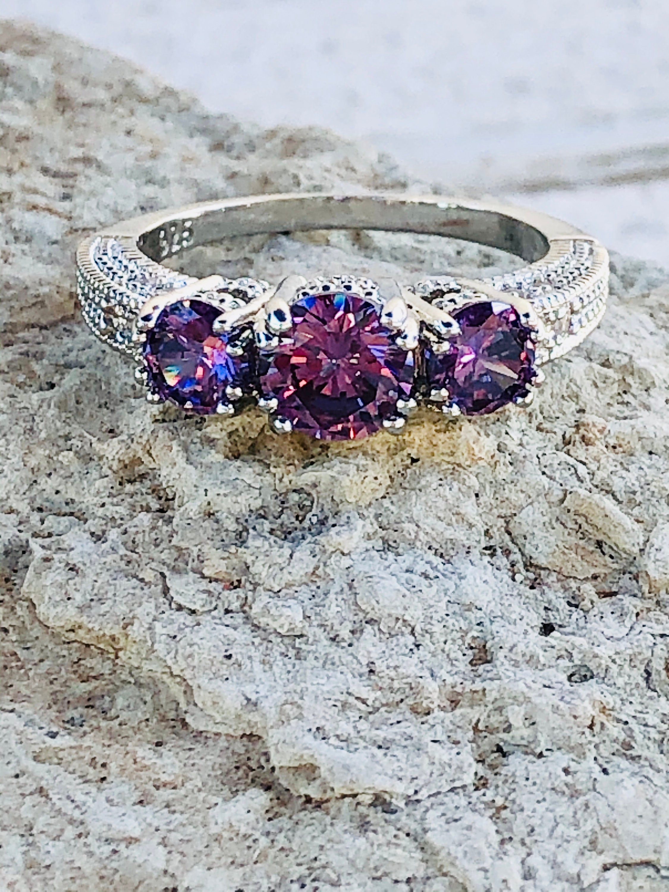 Vintage sterling silver amethyst best sale ring