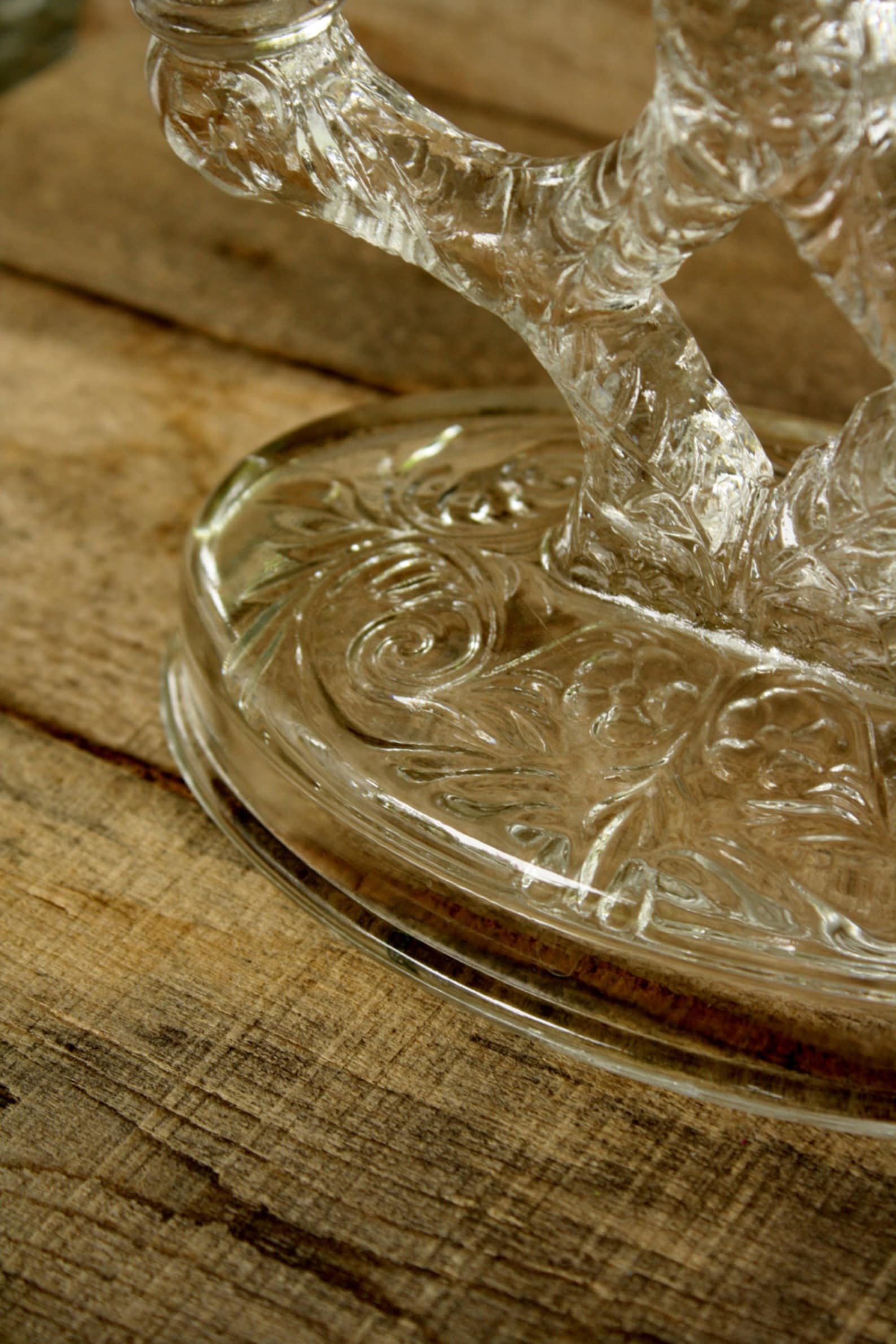 Vintage Glass Double Candle Holder Etsy