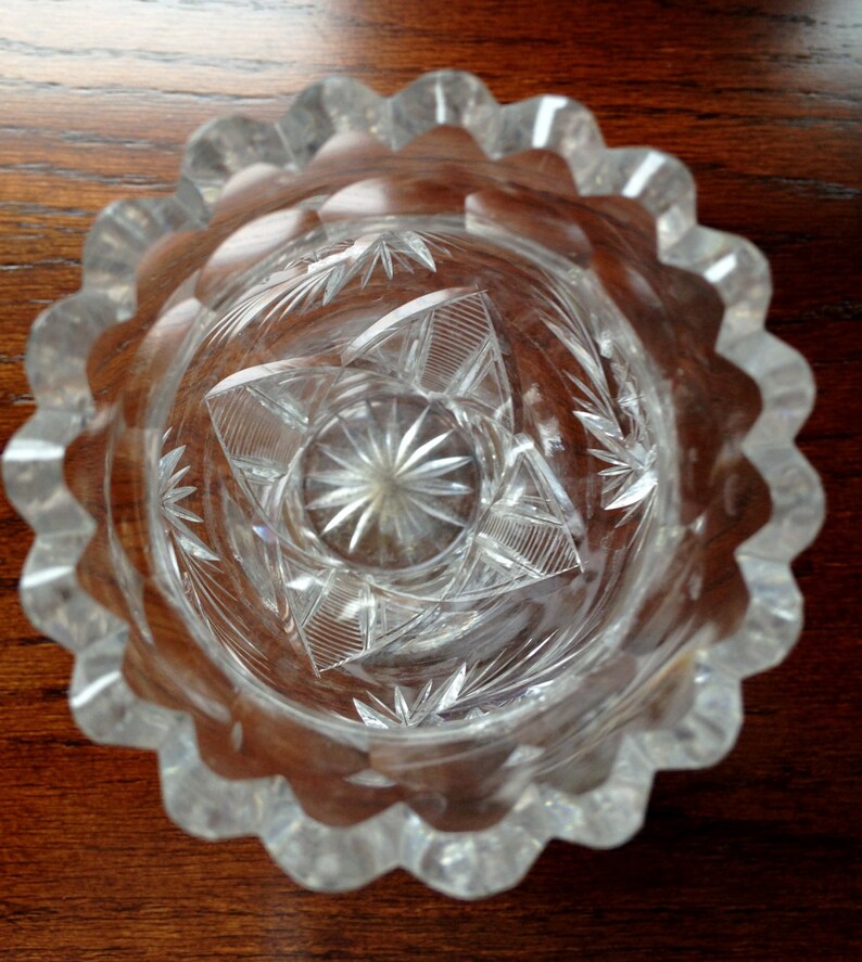Vintage ABP Cut Glass Corset Vase | Etsy
