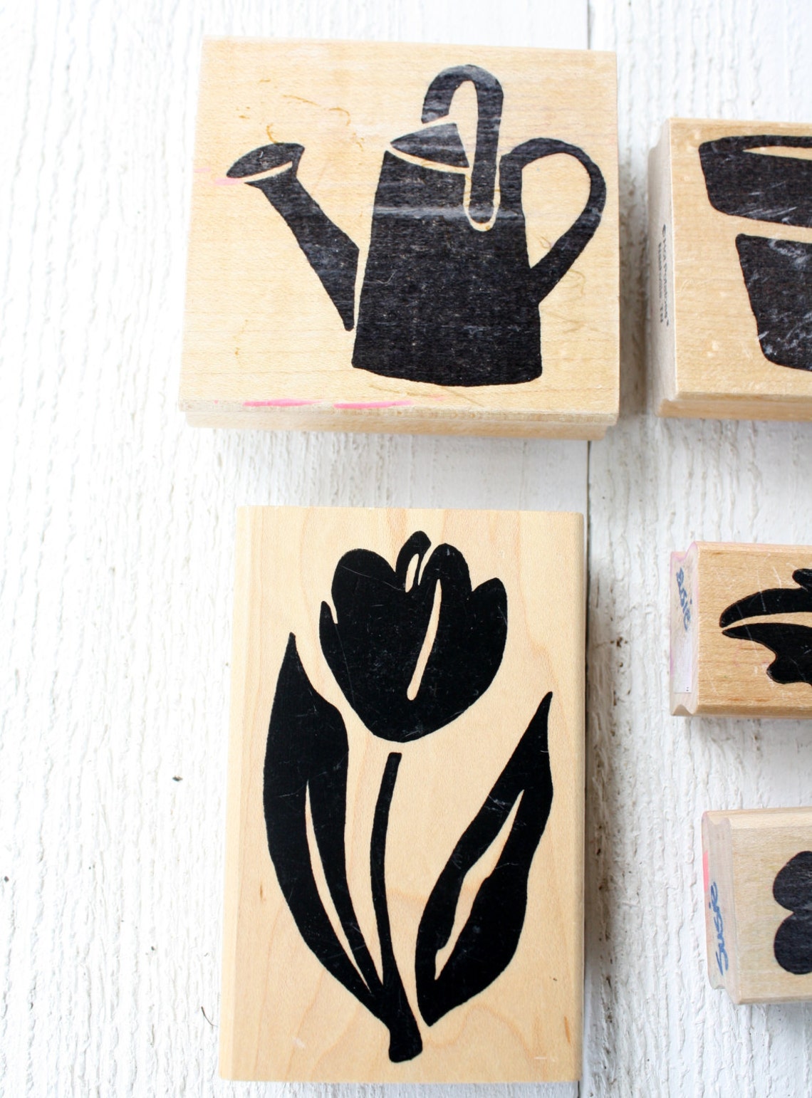 Vintage Flower & Gardening Rubber Stamp Set of Five Etsy