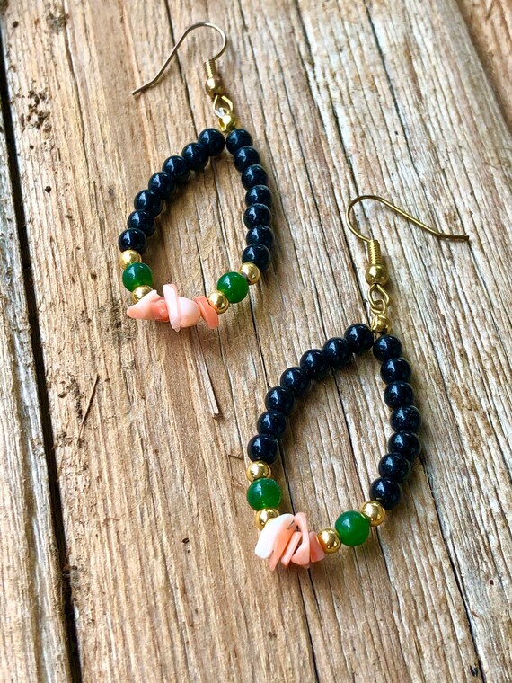 Vintage Black Floral  Beaded Jewelry Set - image 8