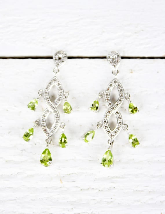 Vintage Peridot Sterling SIlver Chandelier Earring