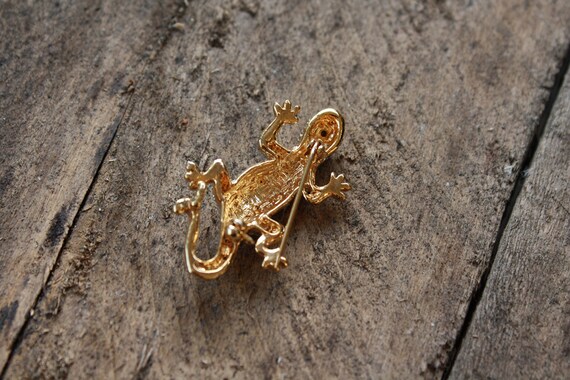 Vintage Crystal Gecko Brooch - image 6