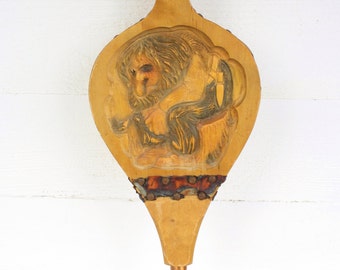 Vintage Hand Carved Wooden Fireplace Bellows