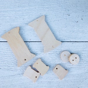 Assorted Sewing Theme Wooden Craft Pieces