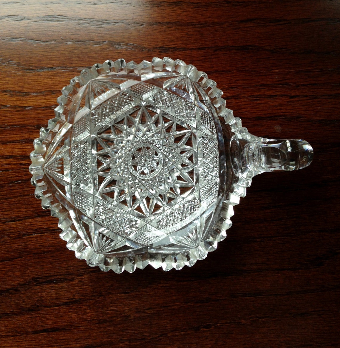 Vintage ABP Cut Glass Candy/Nappy Dish with Handle Etsy