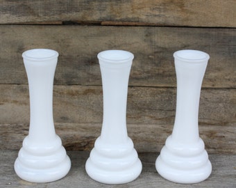 Vintage Trio of Milk Glass Vases