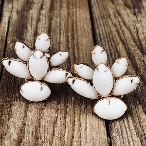 Vintage Milk Glass Clip-On Earrings