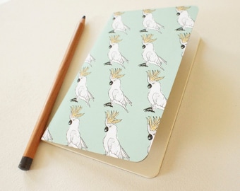 Mini journal covered with Cockatoos paper