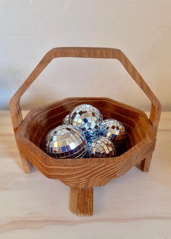 Vintage Wooden Collapsible Basket: MCM Mid Century Centerpiece
