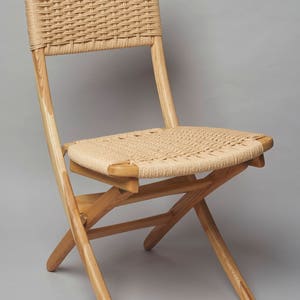 Hans Wegner style folding rope chair Ash wood