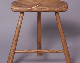 international Design Saddle  Stool , Natural Ash Wood