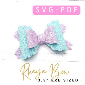 The Rhaya Hair Bow SVG 3.5&#39;&#39; Pre Sized | Classic Hair Bow Template PDF