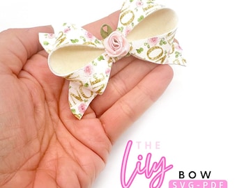 Lily Bow Double sided Hair Bow SVG | Hair Bow SVG Cut File for double sided | Best Hair Bow Template PDF | Girls Hair Bow cutting file