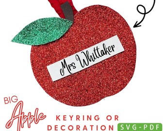 Big Apple decoratie ornament SVG, schoolleraren Apple sjabloon, school Apple clip haar boog PDF, Apple clip SVG, leraren Apple cadeau SVG,