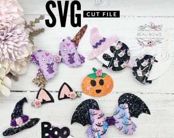 Halloween toevoegingen knipsel vormen voor haarelastiekjes SVG | Halloween-boogsjabloon | Vleermuisvleugels schattige spookhaarboog PDF