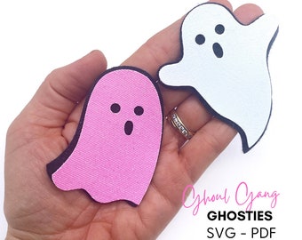 Ghoul bende Ghostie haarclip SVG | Halloween schattig spook boog sjabloon | Ghost Snap Clip haarboog PDF