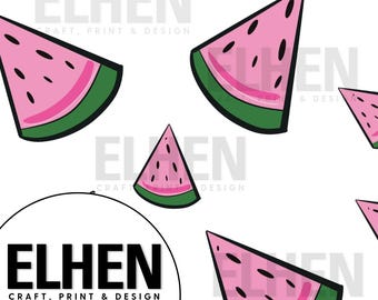 Watermelon Slice Watercolour Transparent Background Seamless File Pattern | Digital Pattern | Commercial Use | Fabric Pattern Download
