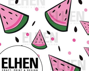 Watermelon Daze Watercolour Transparent Background Seamless File Pattern | Digital Pattern | Commercial Use | Fabric Pattern Download