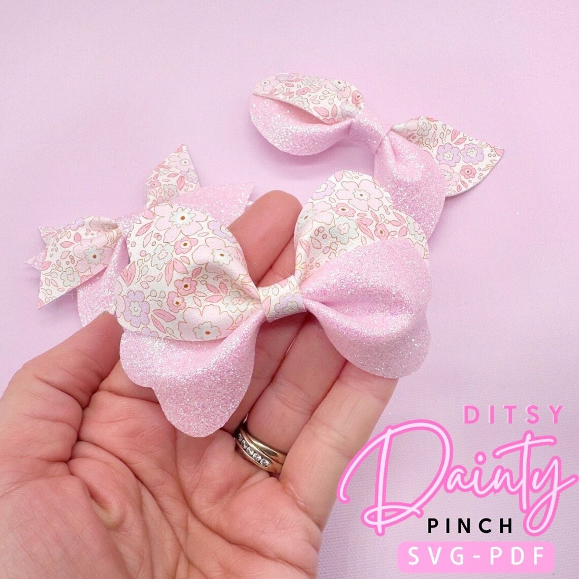 Ditsy Dainty Pinch Hair Bow Set SVG, Pinch Hair Bow PDF, Pinch Hair Bow