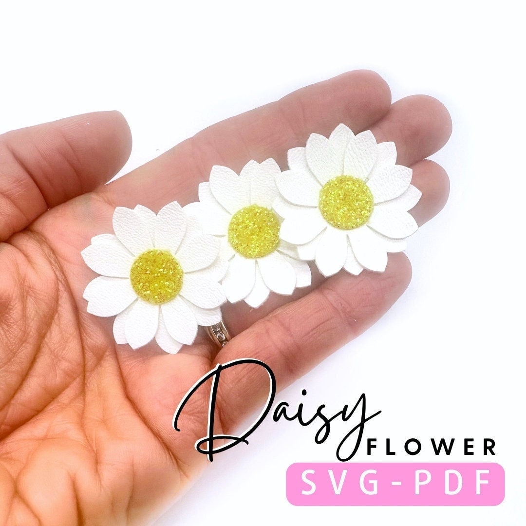 Daisy SVG Flower Template Felt Flower SVG, 3D Felt Flower Pattern, DIY