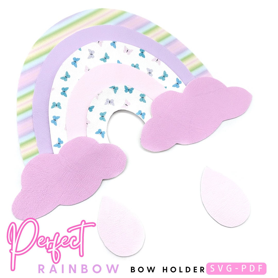 Perfect Rainbow Bow Holder Template SVG, Rainbows Hair Bow Holder Svg