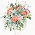 Original Custom Bridal Bouquet Painting In Aquarelle Verticale De Fleurs De Mariage Cadeau Danniversaire Pour La Femme Honneur Décor Boho