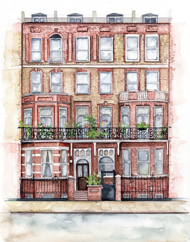 ORIGINAL Custom Watercolor House/ Neighborhood/ Venue Painting Etsy