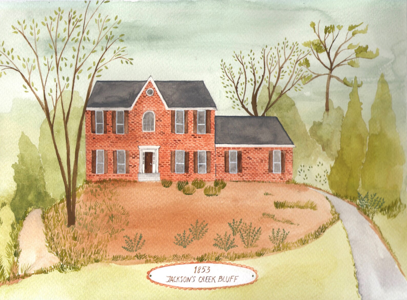 ORIGINAL custom watercolor house/ neighborhood/ venue painting Etsy