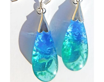 Tropical ocean glass earrings