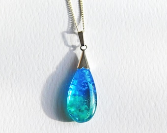Tropical ocean glass pendant