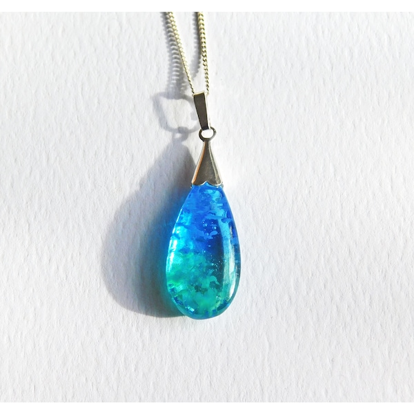 Tropical ocean glass pendant