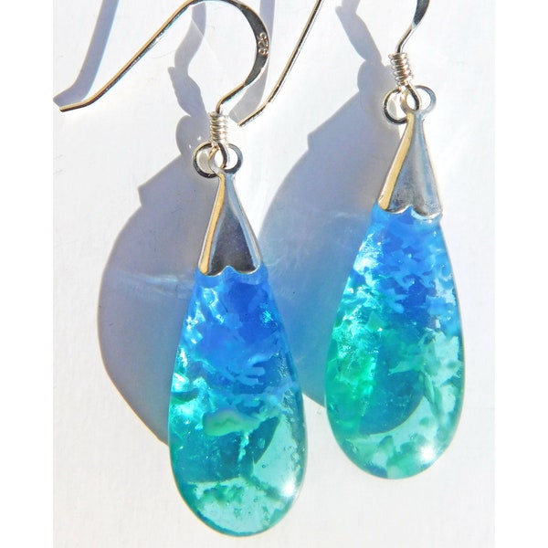 Boucles d'oreilles océan tropical en verre