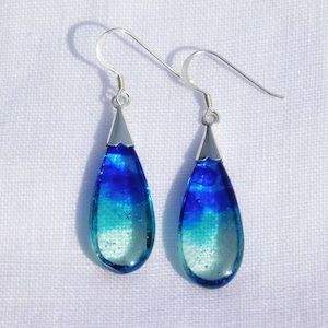 Tropical lagoon glass earrings