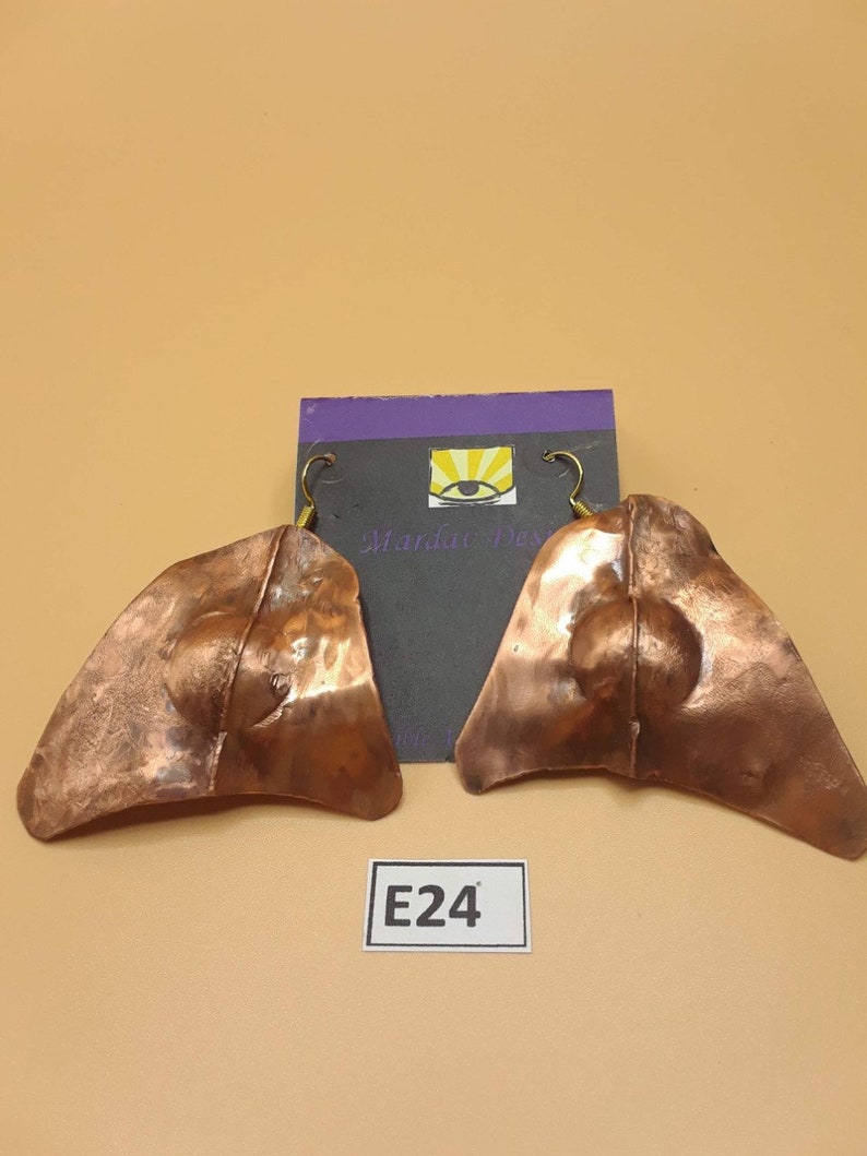 Large Hammered Copper Earrings