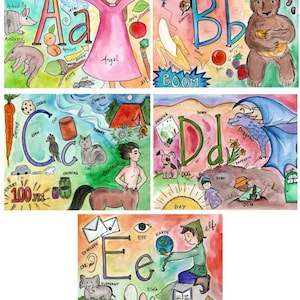 Stampa a CASA Cartoline alfabetiche illustrate - inglese