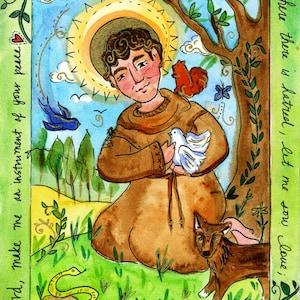 Saint Francis Watercolor and Coloring Page