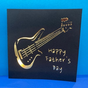 Biglietto di auguri per la festa del papà con chitarra basso - Gruppo rock, Chitarrista, Musica, Carta ritagliata, Musicista, Biglietto per la festa del papà, Carta ritagliata, Per lui, Per papà