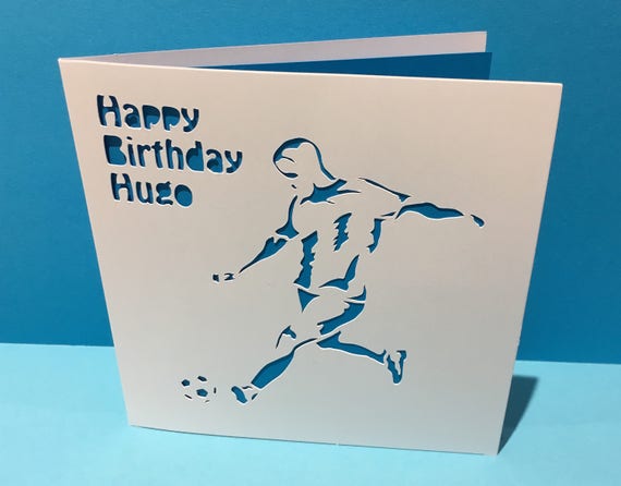 Football Card - Birthday Card - Father's Day Card - Soccer - Footballer - Paper Cut - Sport - for a Man - Personalised - Husband, Boyfriend