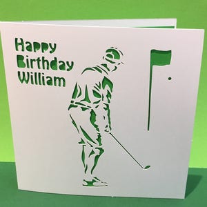 Carte de golf - carte d'anniversaire - carte de fête des pères - carte pour un golfeur - papier découpé - pour homme - retraite - mari, père, fils - personnalisée