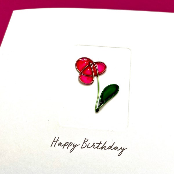 Birthday Card - Mother's Day Card - Wire Rose - Wire Flower - Mothering Sunday Card - for Mum, Mom, Grandmother - for her - Wife - Friend
