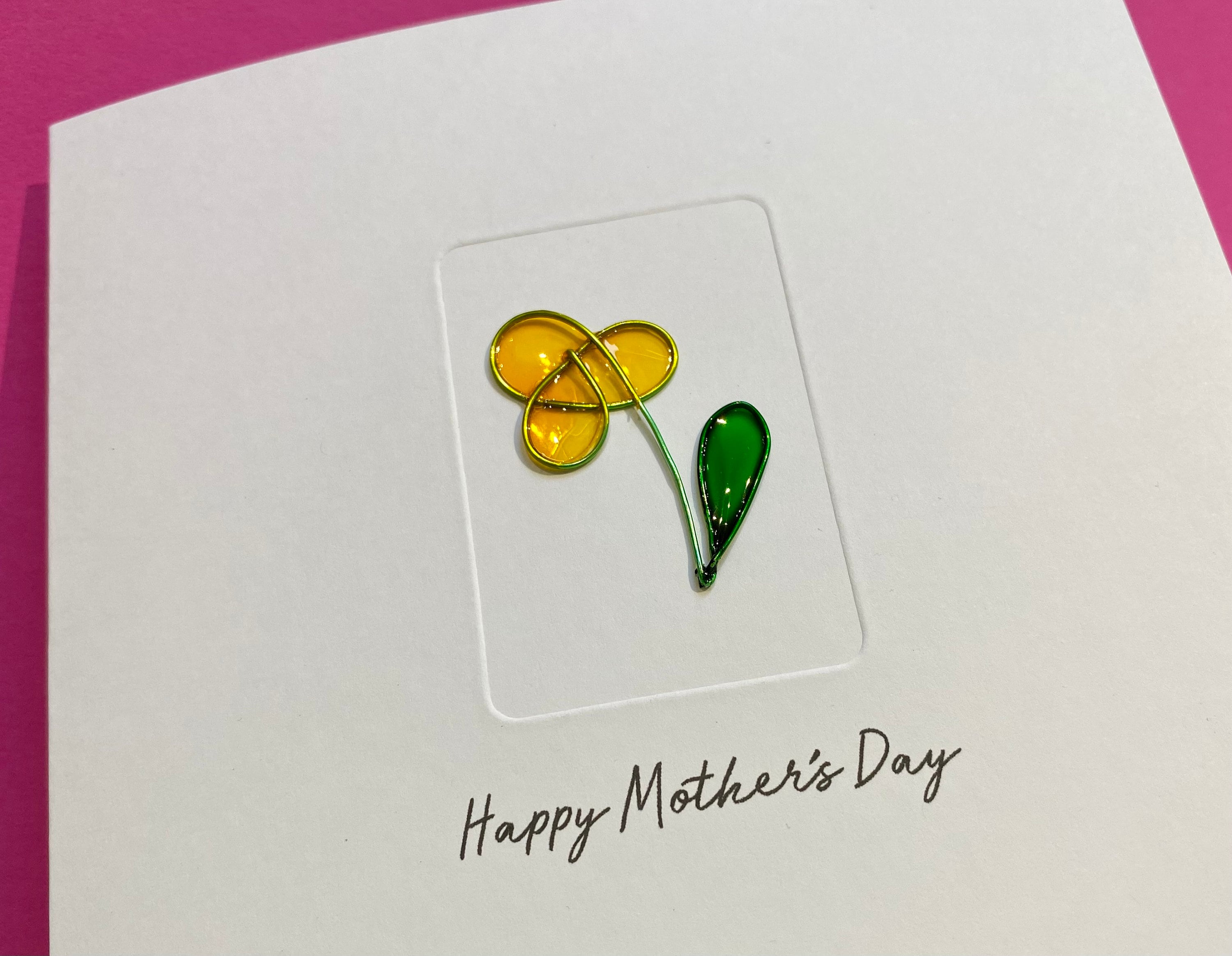 Mother&#39;s Day Card - Birthday Card - Wire Rose - Wire Flower - Mothering Sunday Card - for Mum, Mom, Grandmother - for her - Wife - Friend