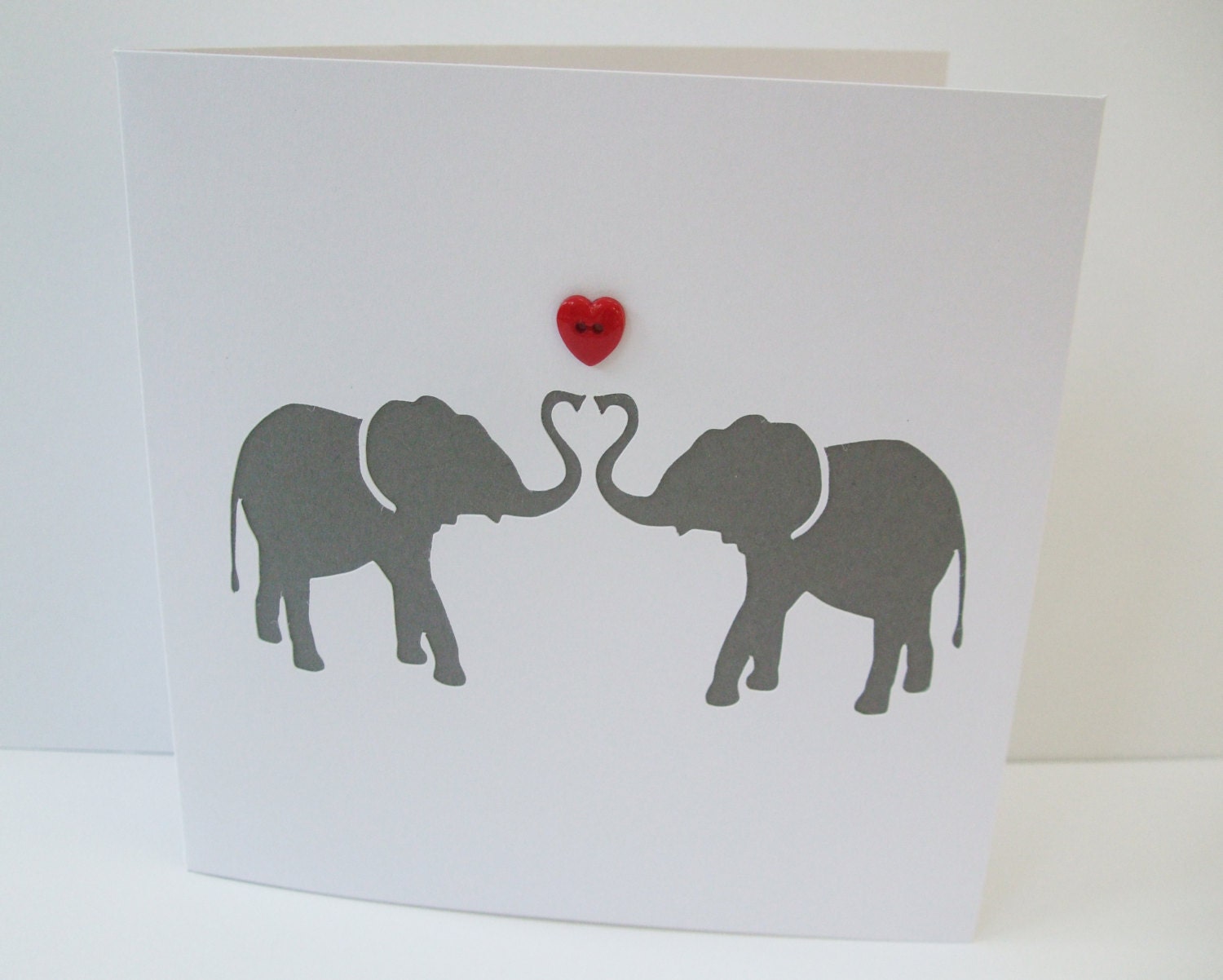 Elephant Valentine's Card - Valentine's Day Card - Paper Cut Elephants ...